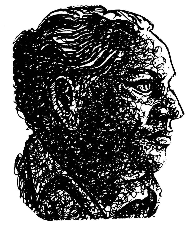 FAIZ Portrait drawing by Sadiqain, 1977